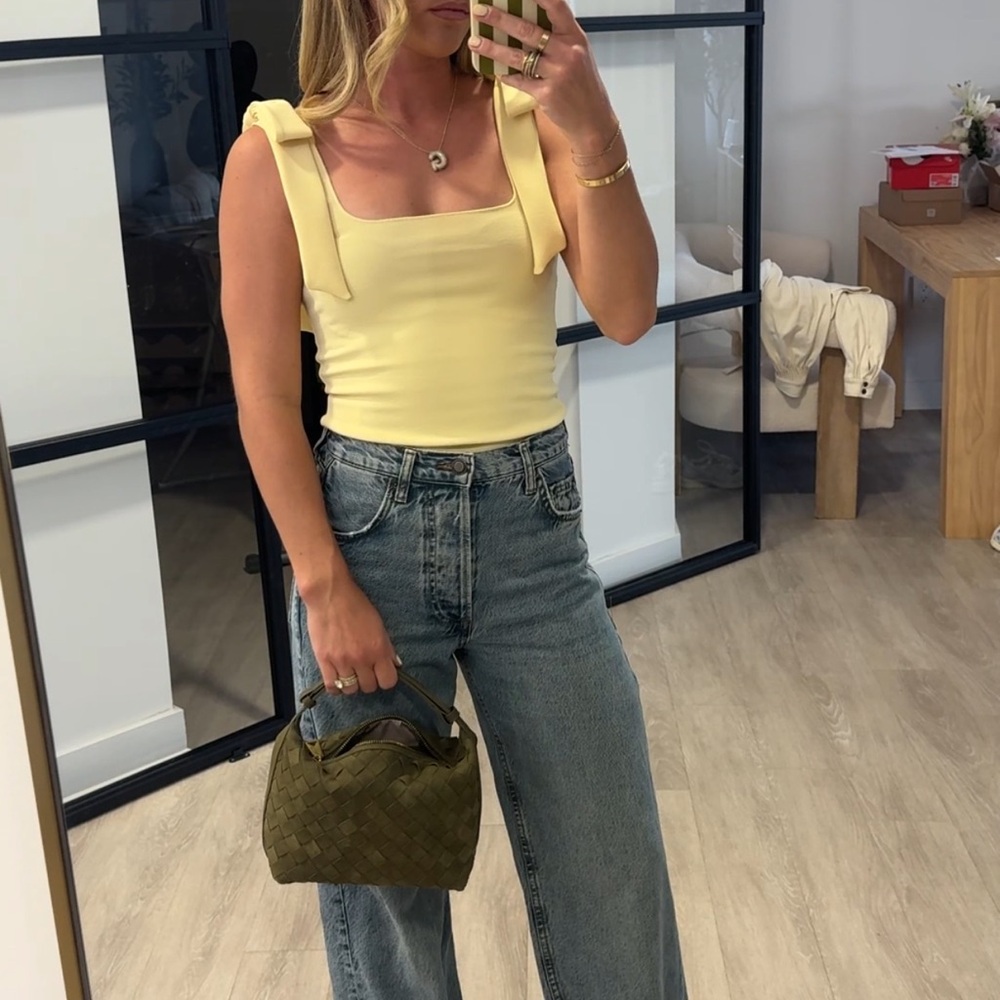 Light Yellow Stretch Bow Top